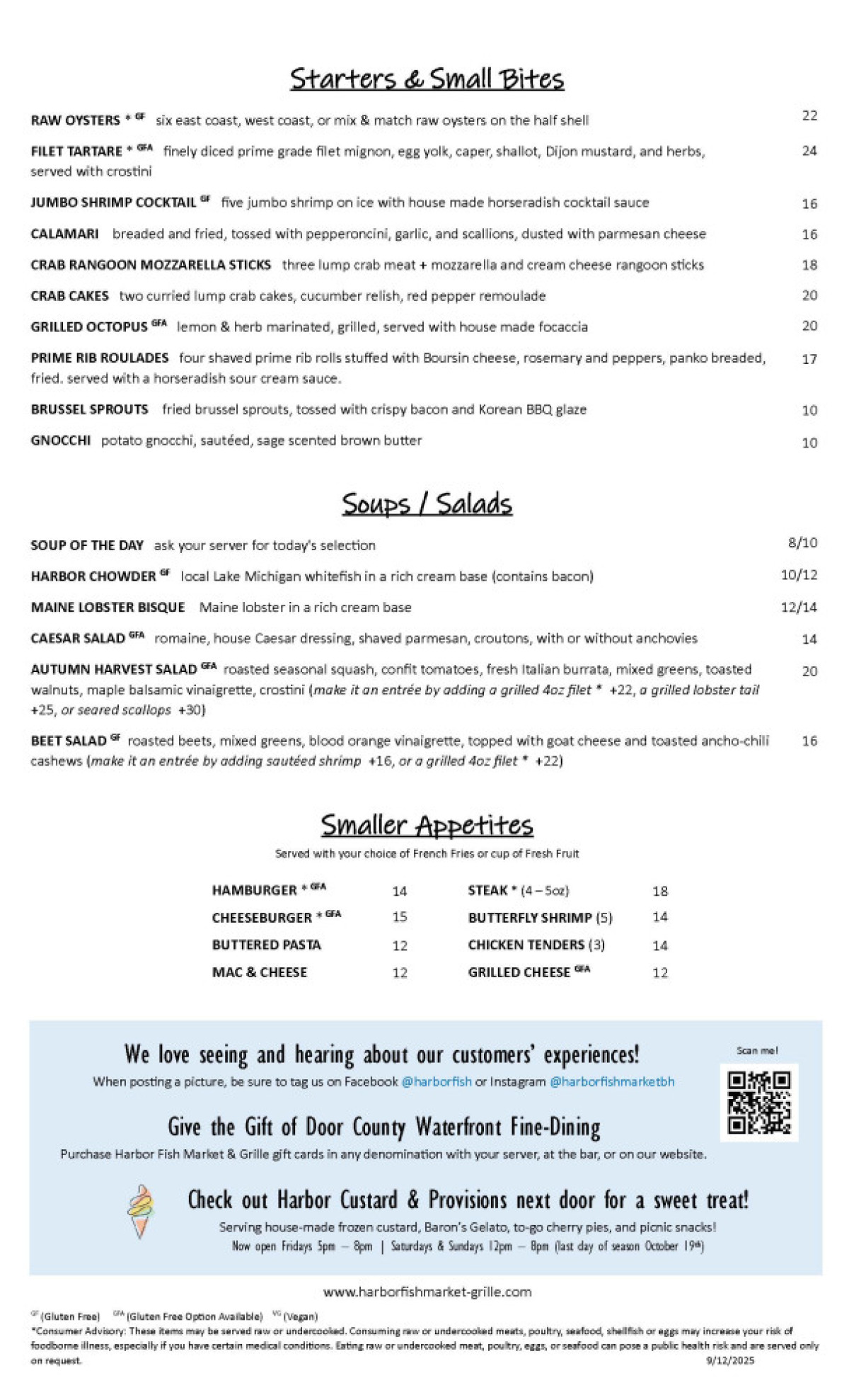 FallDinnerMenu 9.7.2025 Page 1